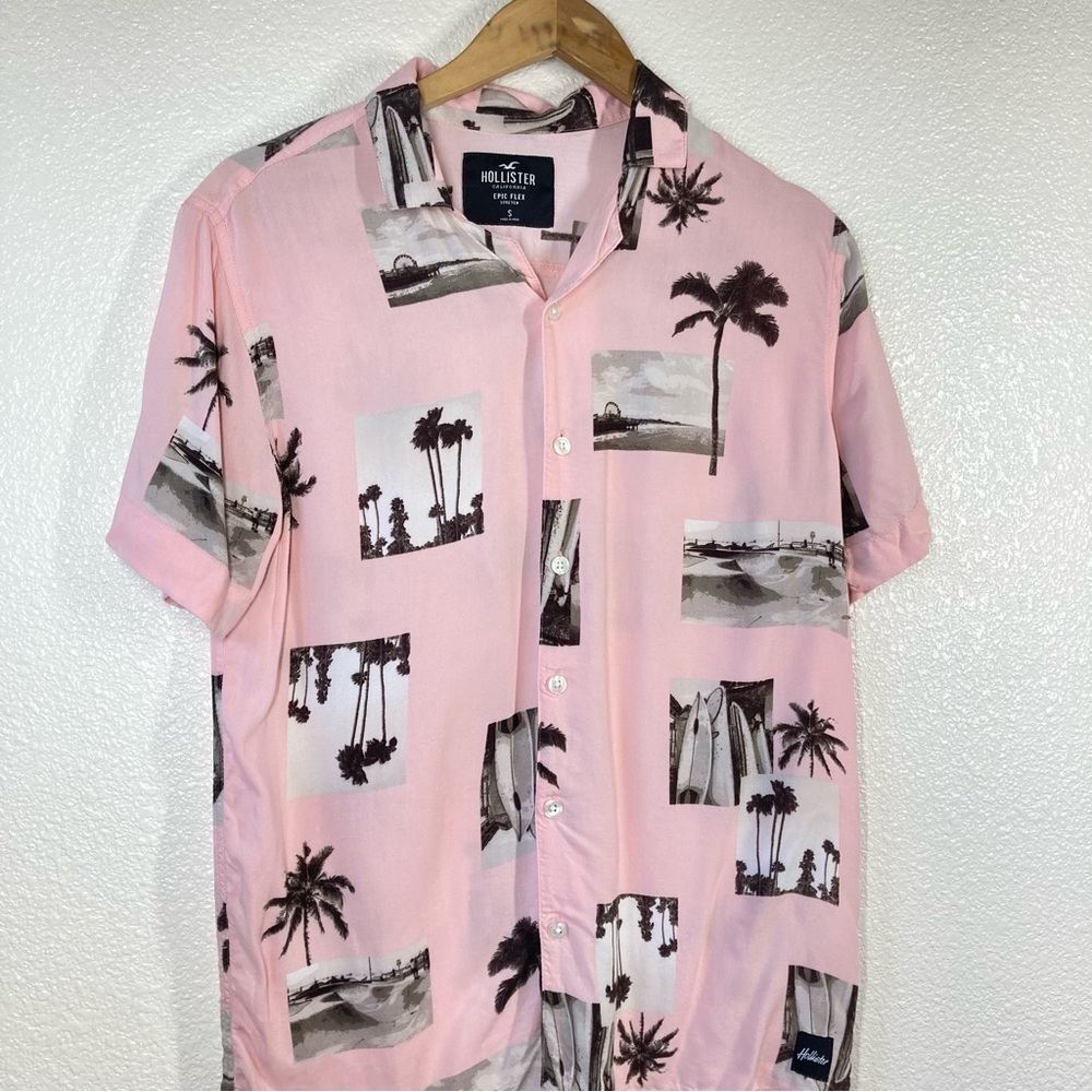 SOLD!! Hollister Mens Beach Shirt Small Pink Button Down - Picture 12 of 14